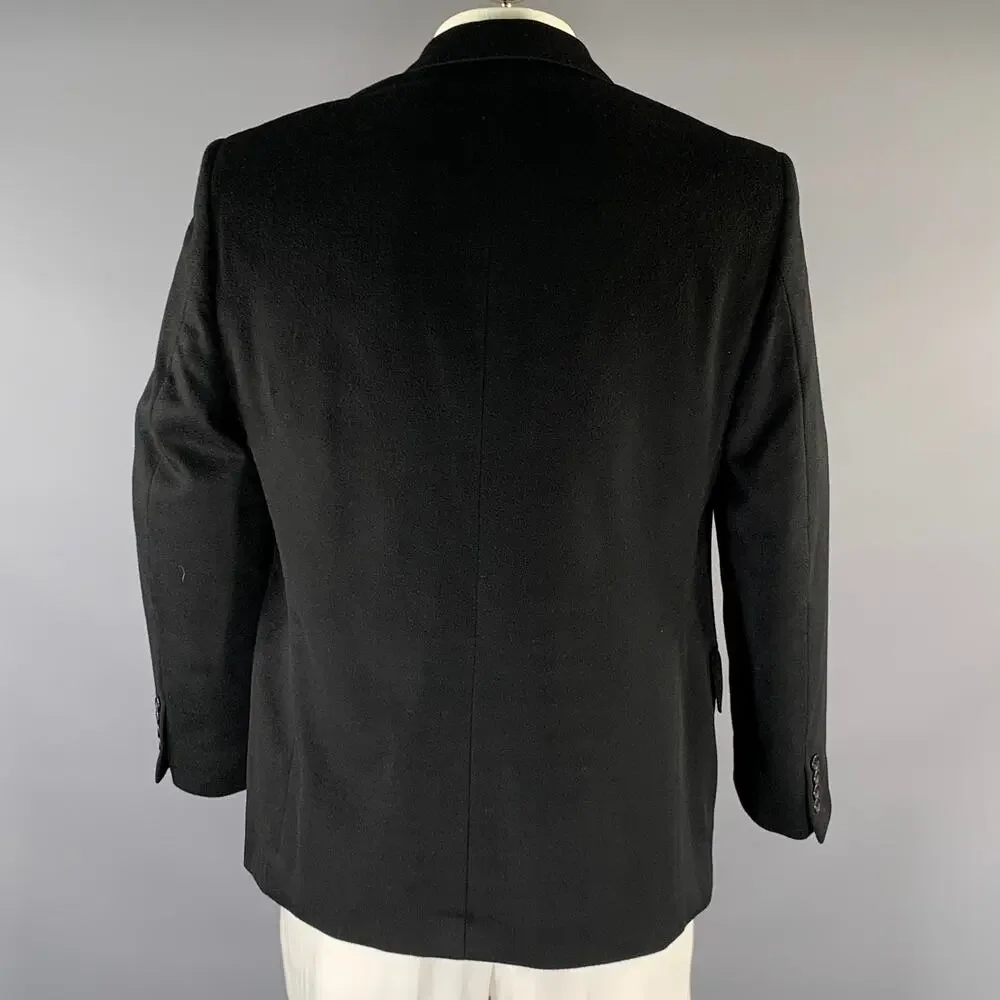 PETER PANOS Chest Size 44 Black Cashmere Notch Lapel Sport Coat